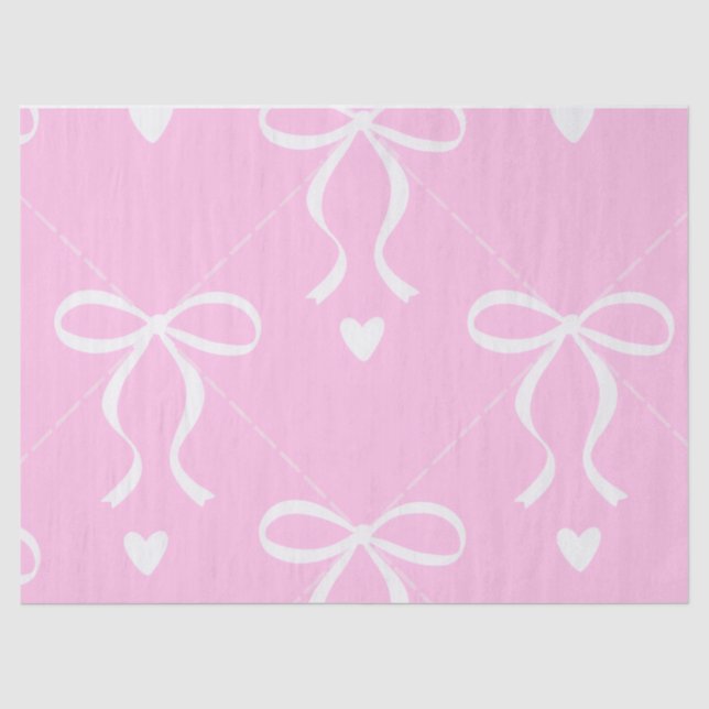 pink & white coquette bow tissue paper  (Front)