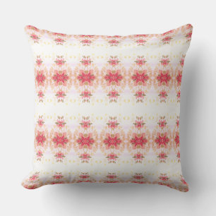 Pink White Coral And Green Throw Pillow