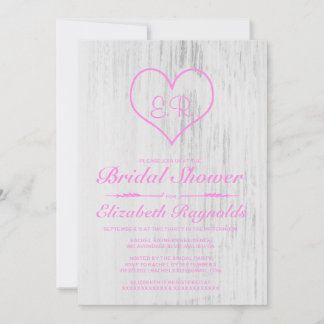 Pink & White Country Bridal Shower Invitations