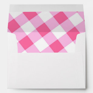 Pink & White Country Gingham Chequered Invitation Envelopes