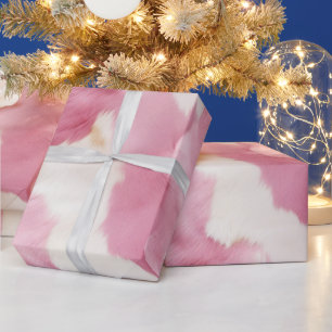 Pink White Cowhide Animal Wrapping Paper