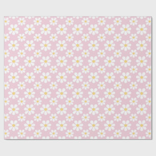 Pink White Daisy Pattern  Wrapping Paper