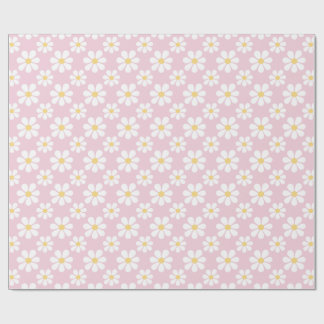 Pink White Daisy Pattern  Wrapping Paper