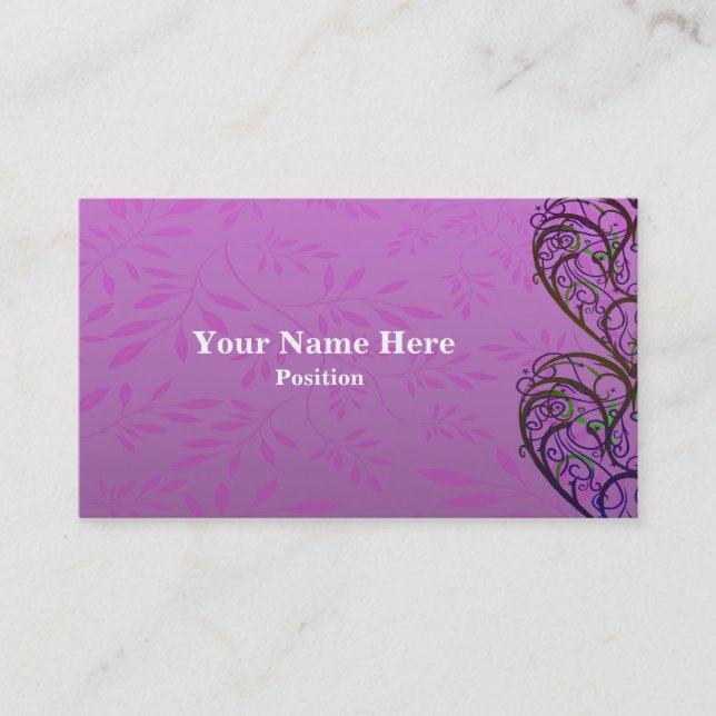 Pink White Damask Business Card (Front)