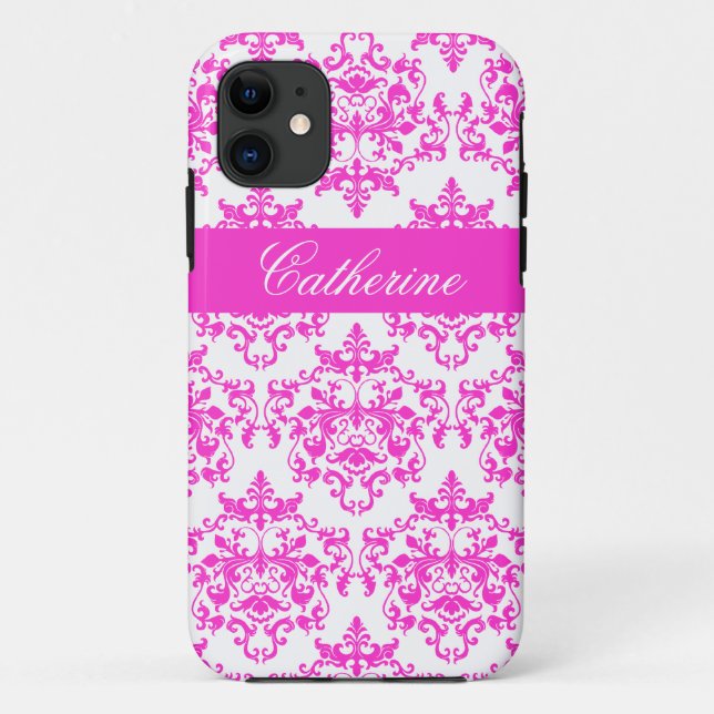 Pink white damask girls name Case-Mate iPhone case (Back)