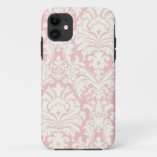 Pink&White Damask iPhone Case (Back)