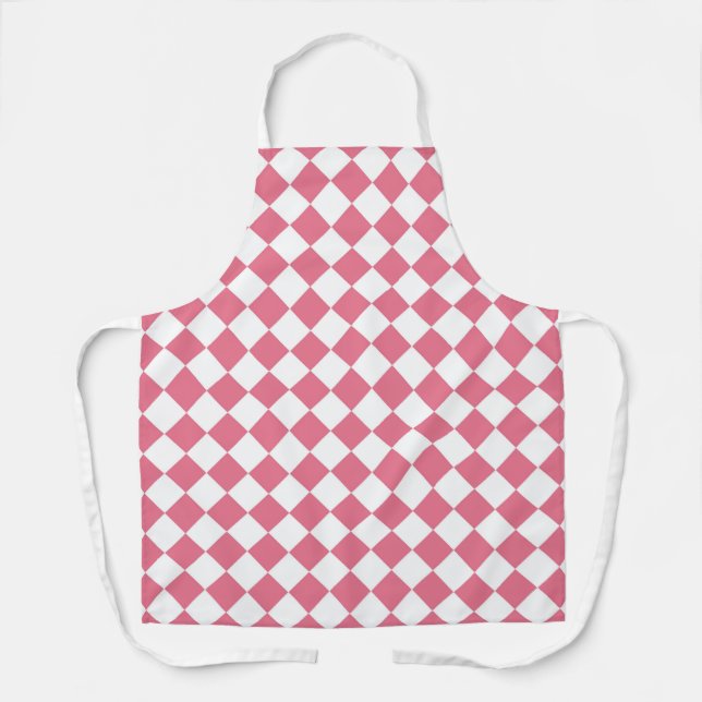 Pink White Diamond Chequered Pattern Apron (Front)
