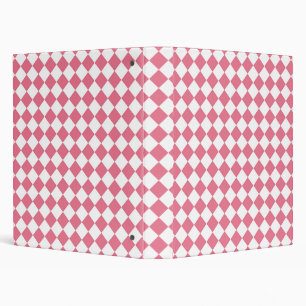 Pink White Diamond Chequered Pattern Binder