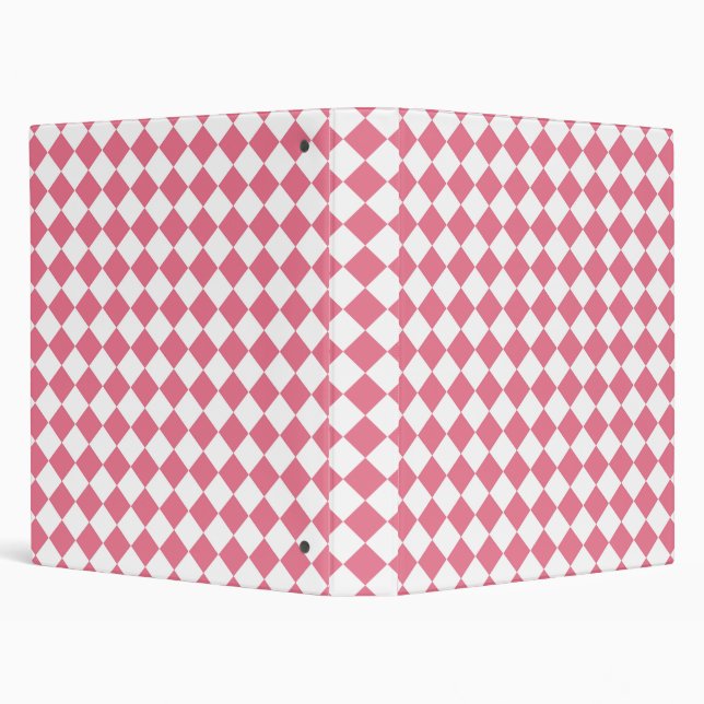Pink White Diamond Chequered Pattern Binder (Background)