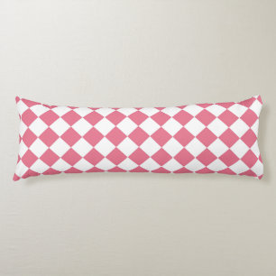 Pink White Diamond Chequered Pattern Body Pillow