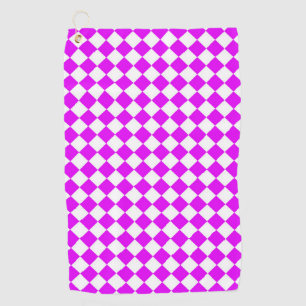 Pink White Diamond Chequered Pattern Golf Towel