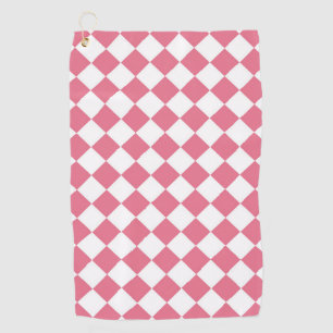 Pink White Diamond Chequered Pattern Golf Towel