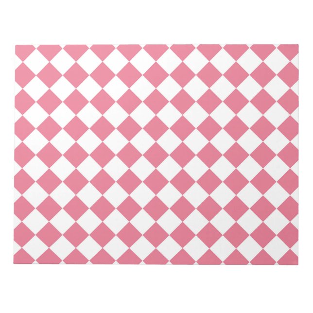Pink White Diamond Chequered Pattern Notepad (Front)