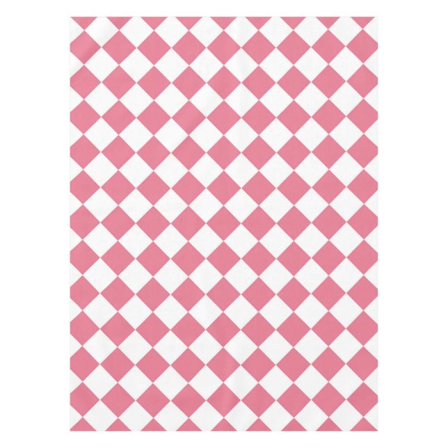 Pink White Diamond Chequered Pattern Tablecloth (Front)