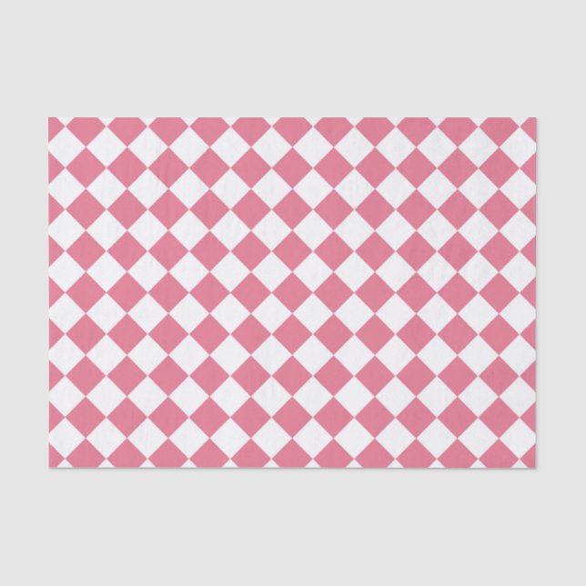 Pink White Diamond Chequered Pattern Tissue Paper (Front)