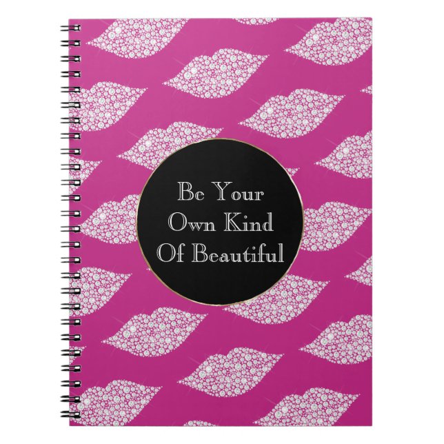 Pink White Diamond Lips Notebook (Front)