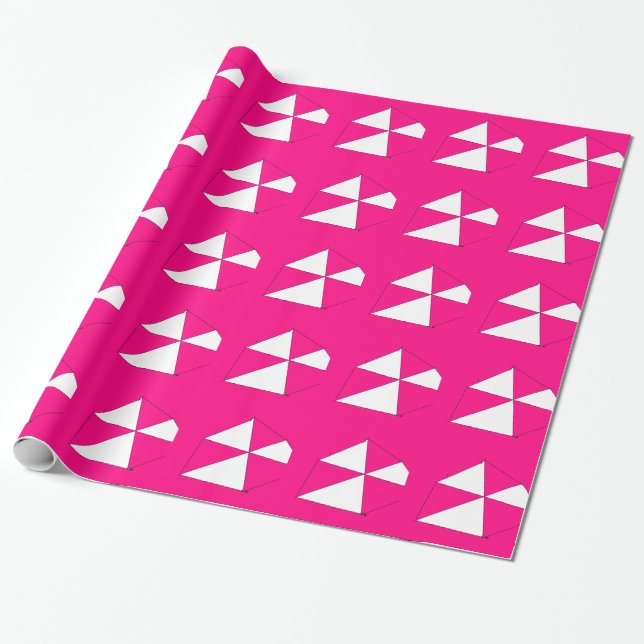 Pink White Digital Painting, Kids Art Wrapping Paper (Unrolled)
