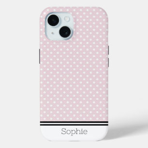 Pink White Dots Custom Samsung iPhone 15 Case