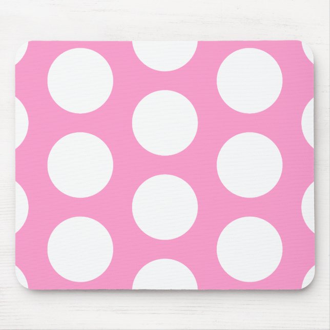 Pink & White Dots Mouse Pad (Front)