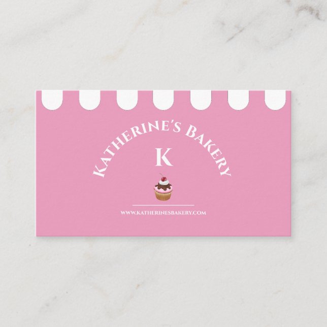 Pink White Elegant Bakery Business Card (Front)