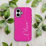 Pink White Elegant Calligraphy Script Name Case-Mate iPhone 14 Case<br><div class="desc">Pink White Elegant Calligraphy Script Custom Personalized Name iPhone 14 Smart Phone Cases features a modern and trendy simple and stylish design with your personalized name in elegant hand written calligraphy script typography on a soft pink background. Designed by ©Evco Studio www.zazzle.com/store/evcostudio</div>