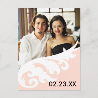 Pink White Elegant Design Photo Save The Dates Ann Announcement Postcard