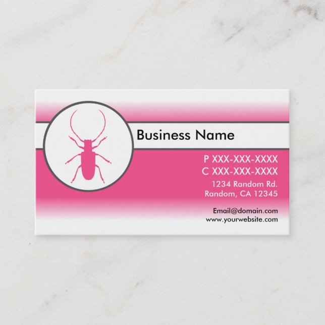 Pink white fade beetle bug business cards (Front)