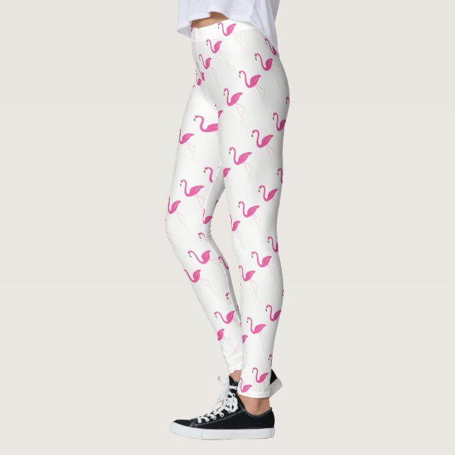 Pink & White Flamingo Leggings (Left)