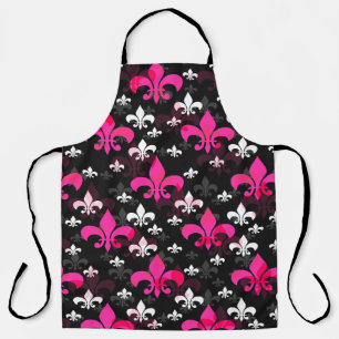 Pink White Fleur De Lis  Apron