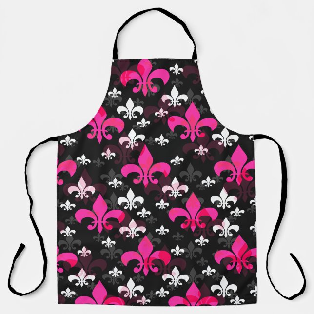 Pink White Fleur De Lis  Apron (Front)