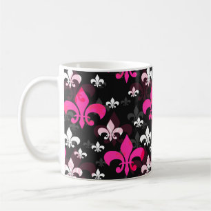 Pink White Fleur De Lis  Coffee Mug