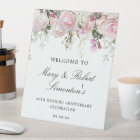 Pink White Floral 50th Wedding Anniversary Welcome