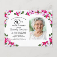 Pink White Floral 80th Birthday