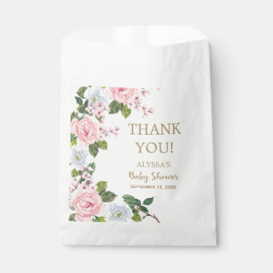 Pink White Floral Baby Shower Thank You Favour Bag