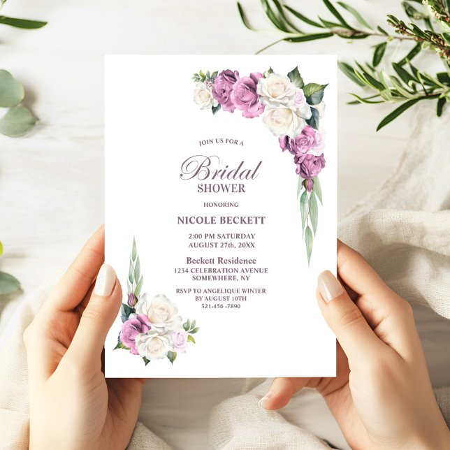 Pink White Floral Bridal Shower Invitation (Creator Uploaded)