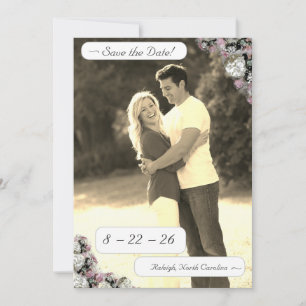 Pink & White Floral Catholic Save The Date 