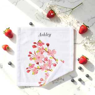 Pink White Floral Cherry Blossom Wash Cloth