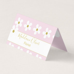 Pink White Floral Daisy Florist Professional Business Card