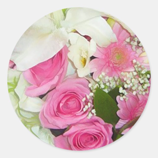 Pink & White Floral Envelope Seal Stickers (Front)
