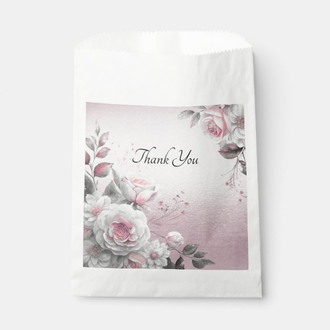 Pink White Floral Favour Bag (Front)