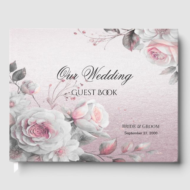 Pink White Floral Guest Book (Front)
