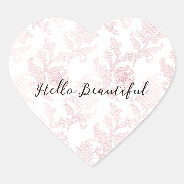 Pink White Floral Heart Sticker (Front)