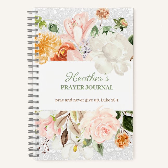 Pink & White Floral Lace Prayer Journal (Front)