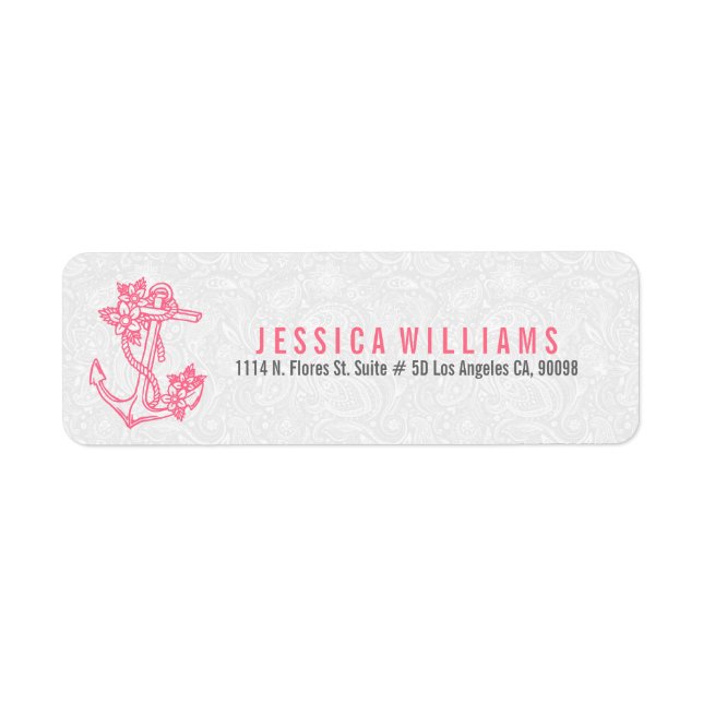 Pink & White Floral Nautical Anchor (Front)