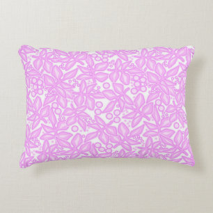 Pink white floral pattern accent pillow