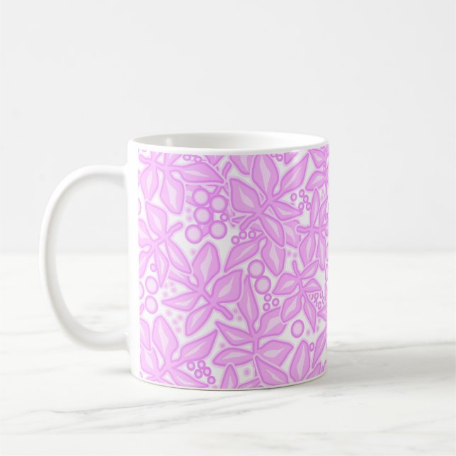 Pink white floral pattern coffee mug (Left)