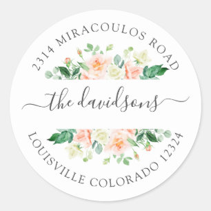 Pink White Floral Return Address Envelope Seal