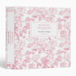 Pink White Floral Roses Chinoiserie Pattern Binder