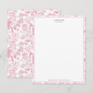 Pink White Floral Roses Chinoiserie Pattern Card