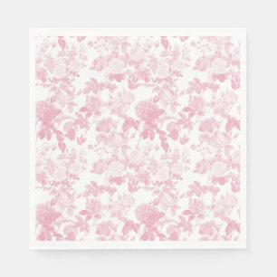 Pink White Floral Roses Chinoiserie Pattern Napkin
